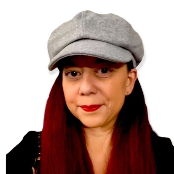 Light Gray Stiff Brim Floppy Round Top Wool Newsboy Hat - NEW - Picture 3 of 3